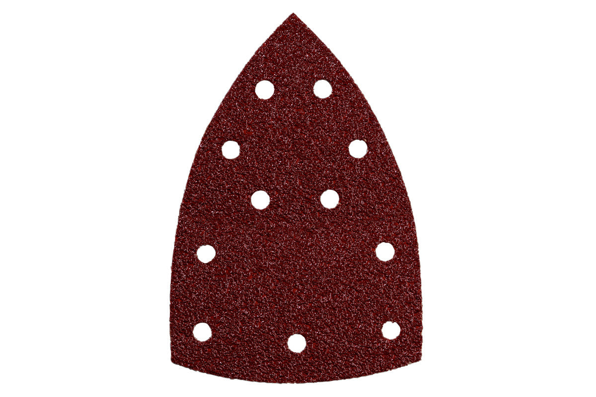 Paquete de 10 hojas de lijar triangulares con velcro Metabo, de 100 x 150 mm P 60, Ref. 625604000