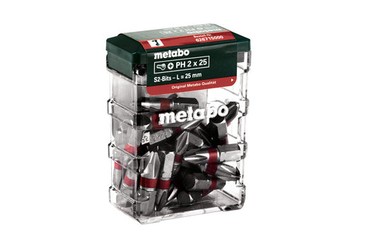 Paquete de 25 puntas de atornillar Metabo "Torsion" Phillips PH 2, largo 25 mm, Ref. 626715000