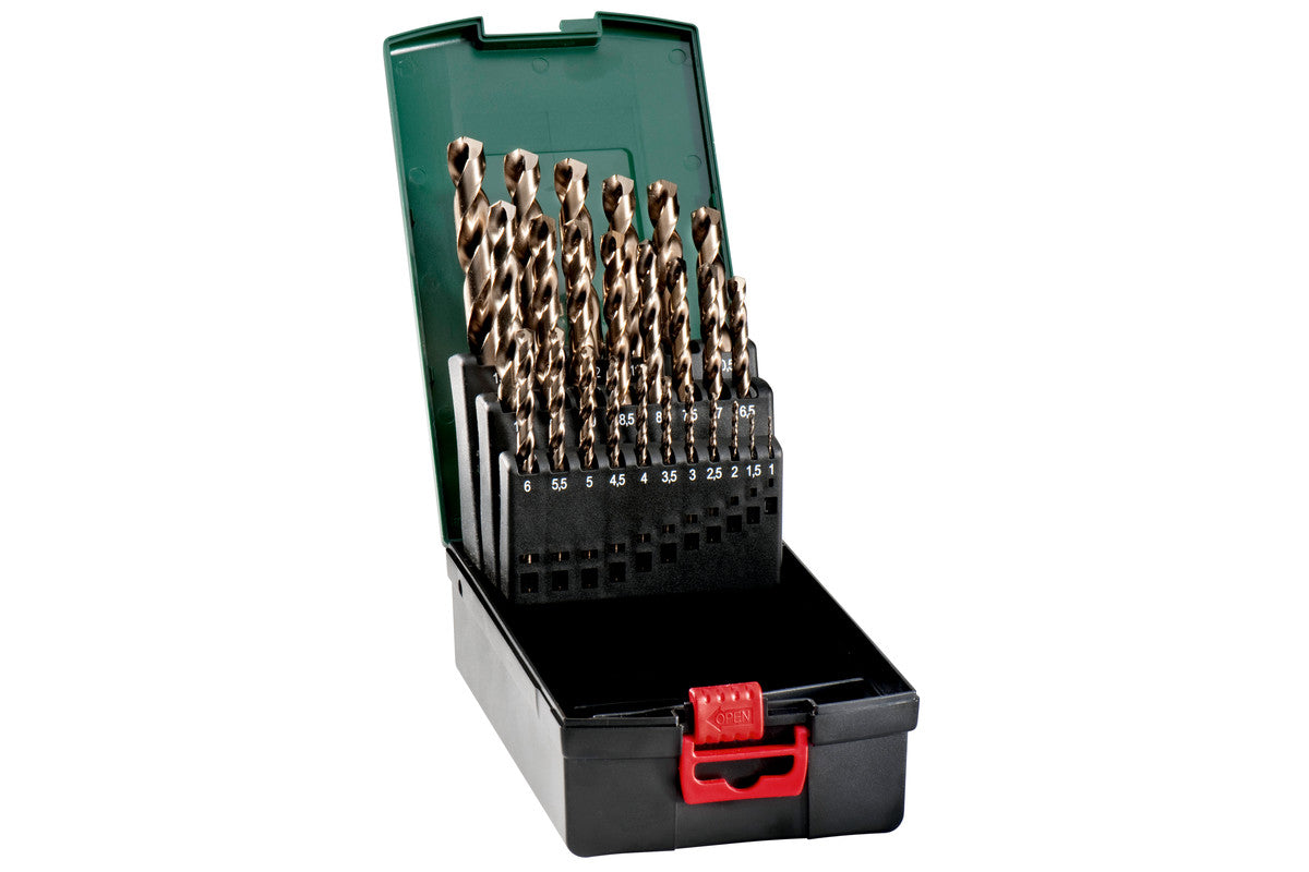 Juego de 25 brocas Metabo HSS-Co en estuche plastico, Ref. 627122000