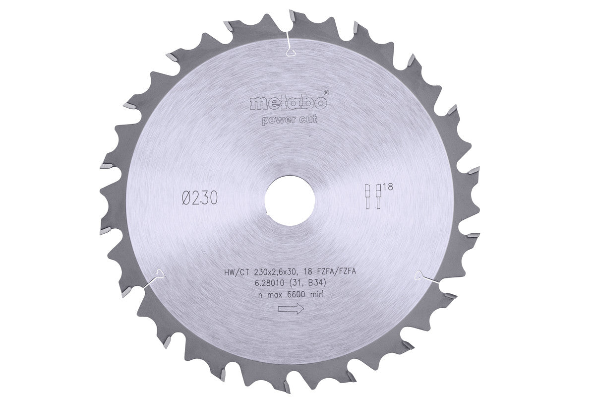 Hoja de sierra Metabo "power cut wood" professional 230 x 2.6 x 30 mm, 18 dientes, Ref. 628010000