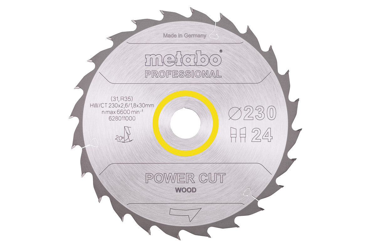 Hoja de sierra Metabo "power cut wood" professional 230 x 2.6 x 30 mm, 24 dientes, Ref. 628011000
