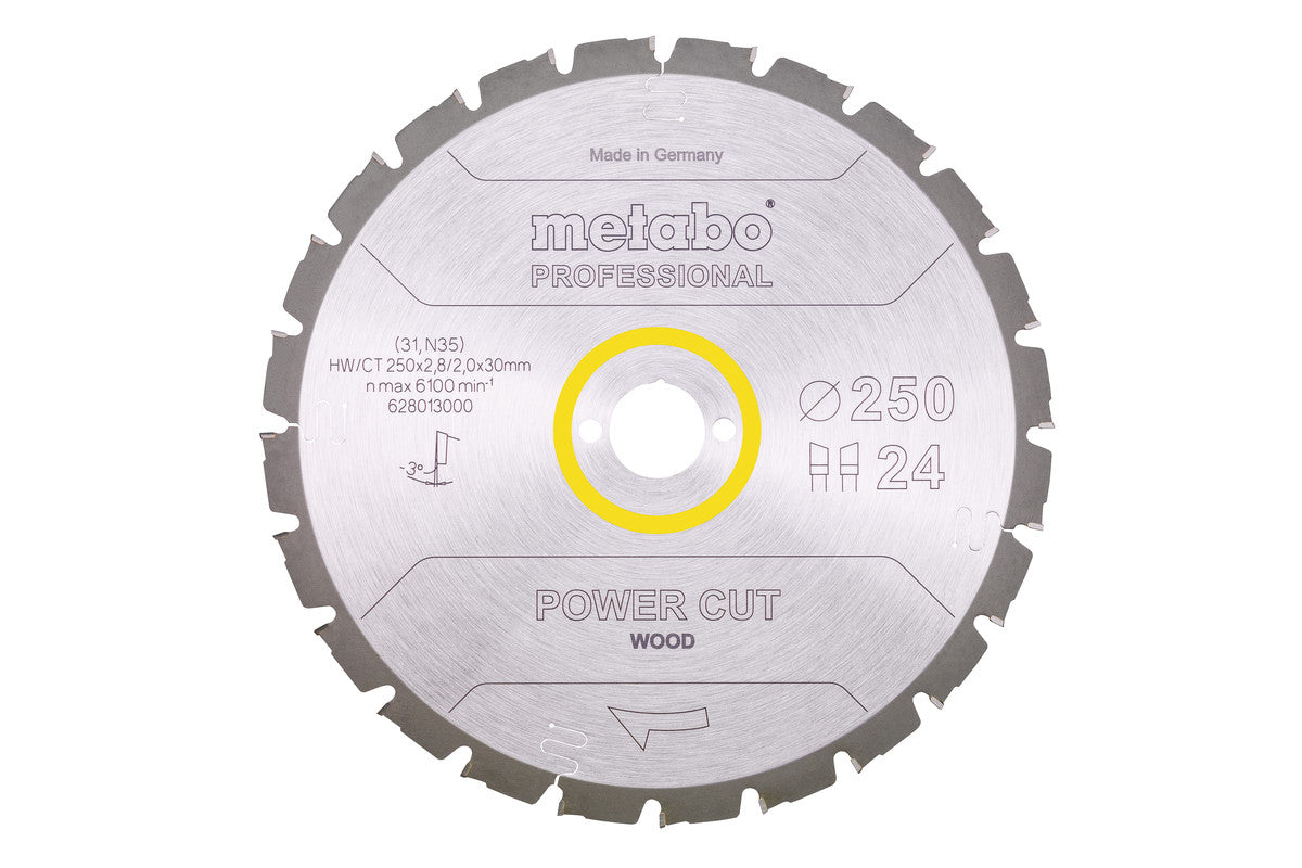 Hoja de sierra circular Metabo "power cut wood" 250 x 2.8 x 30 de 24 dientes, Ref. 628013000