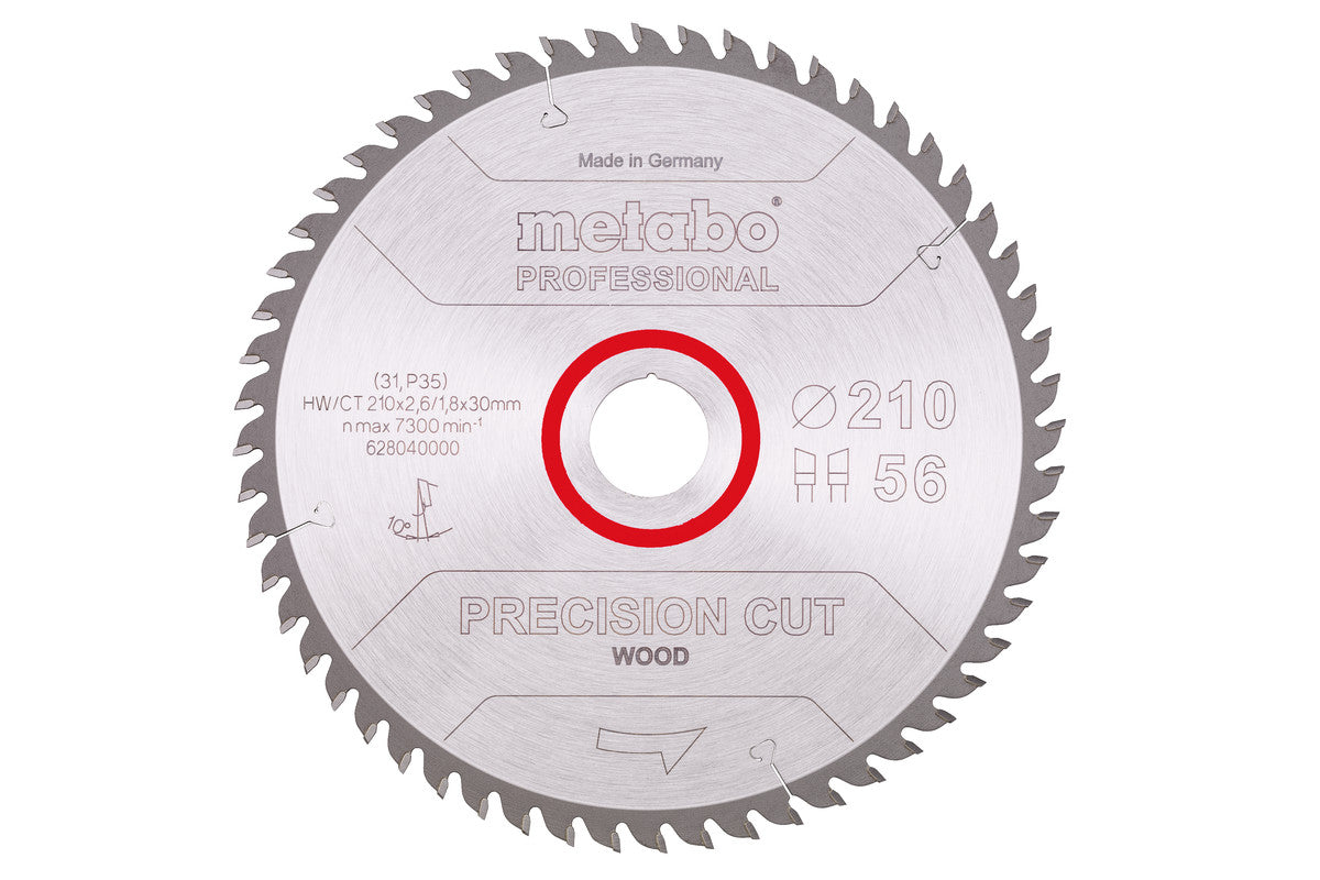 Hoja de sierra Metabo 210 x 1.8 x 30mm, 56 dientes, Ref. 628040000