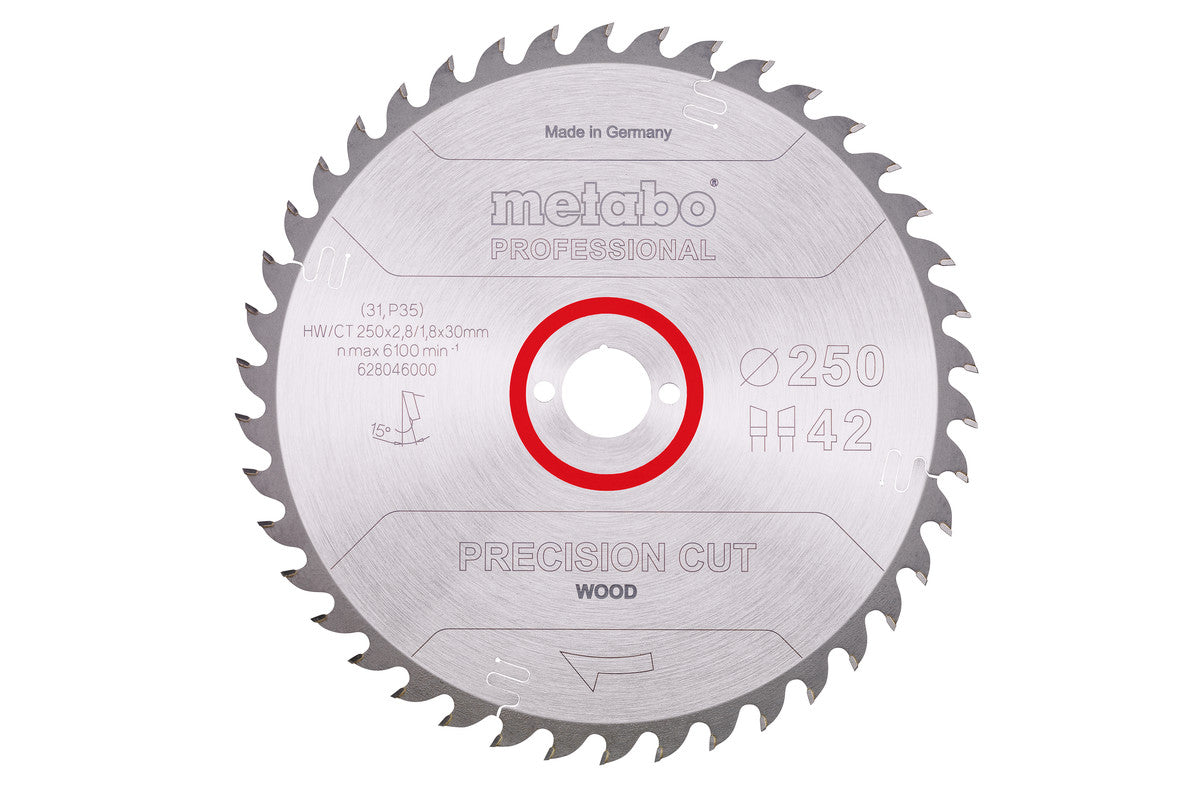Hoja de sierra circular Metabo 250 x 2.8 x 30 de 42 dientes, Ref. 628046000