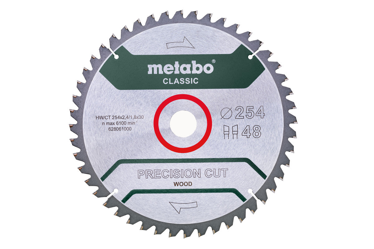 Hoja de sierra circular Metabo "precision cut wood" classic, 254 x 2.4 x 30 mm, 48 dientes, Ref. 628061000