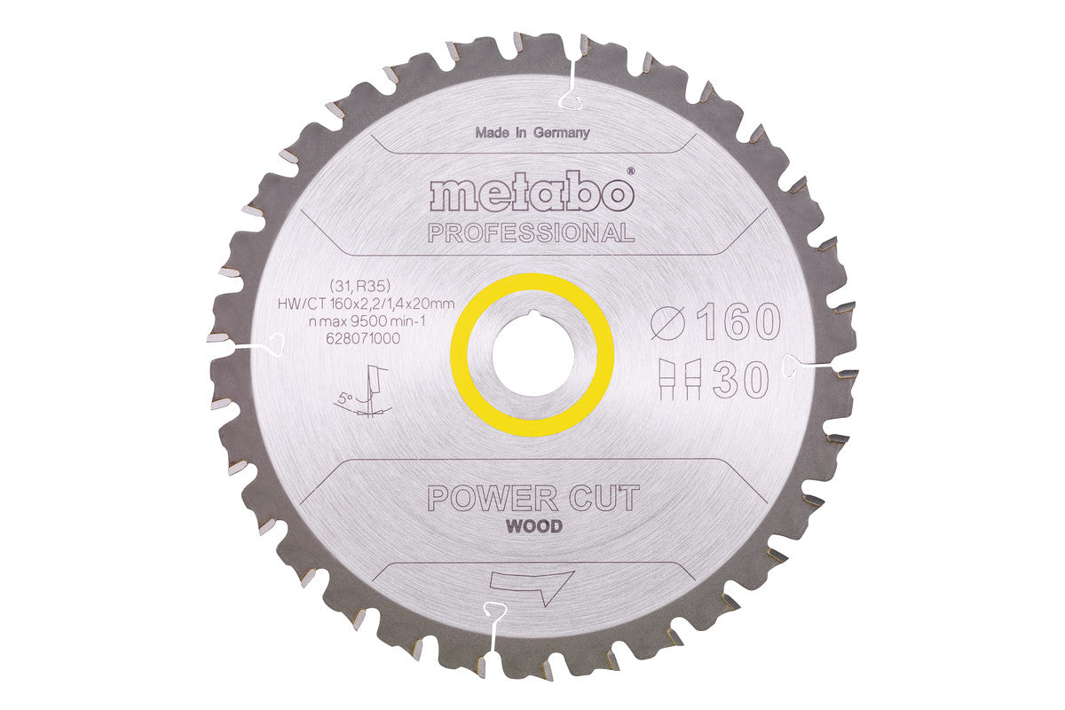 Hoja de sierra circular Metabo 160 x 2,2 x 20 mm, 30 dientes, Ref. 628071000