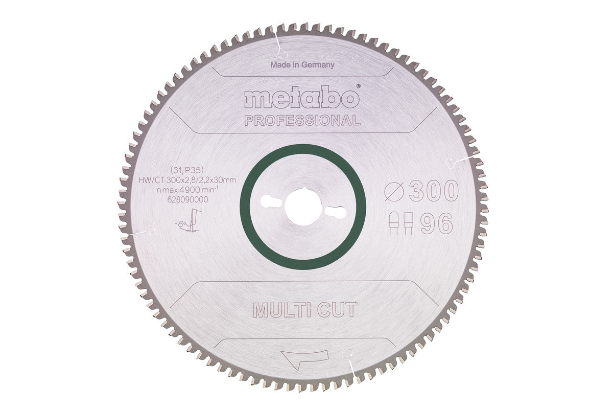 Hoja de sierra circular Metabo "multi cut - professional", 300 x 2.8 x 30 mm, 96 dientes, Ref. 628090000