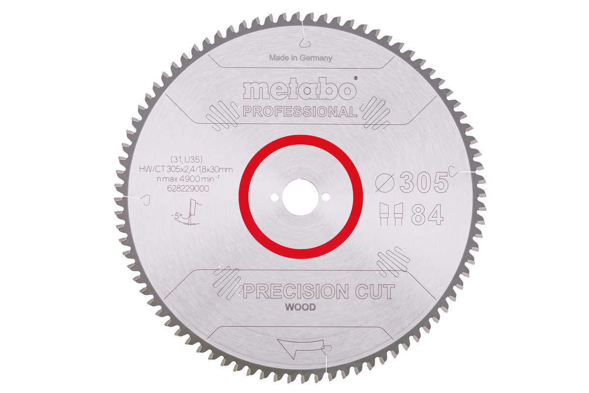 Hoja de sierra circular Metabo "precision cut wood - professional" 305 x 1.8 x 30 de 84 dientes, Ref. 628229000