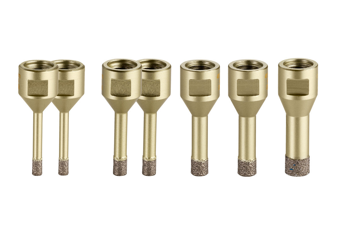 Estuche de 7 piezas de coronas de perforacion Diamantada para Azulejos DRY Metabo, Ref. 628321000