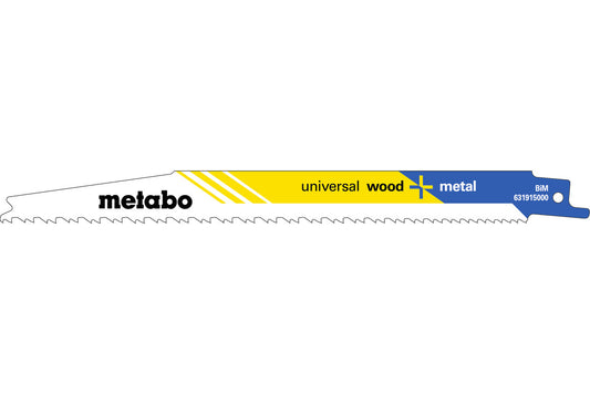 Juego de 5 hojas de sierras de sable Metabo "universal wood + metal" 200 x 1.25 mm, Ref. 631915000
