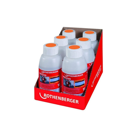 Paquete de 6 botellas (1 L c/u) liquido ROTHENBERGER p/ desincrustacion de sistemas de radiadores