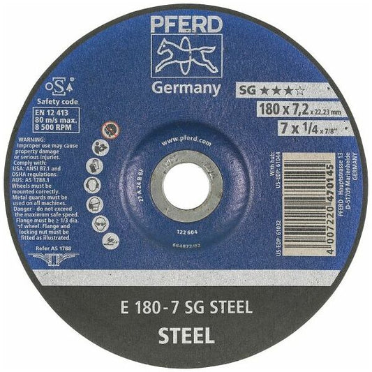 Disco de desbaste acero PFERD Linea SG - ELASTIC.- A 24, 178 x 7 x 22.23mm