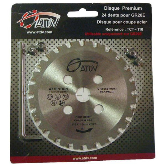 Disco de corte de acero ATDV, diametro 110 mm, cortes 12 diametros