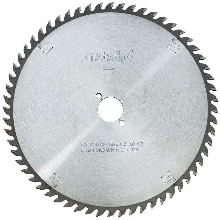 Hoja de sierra circular Metabo 250 x 2.4 x 30 de 48 dientes, Ref. 628047000