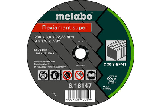 Disco de corte Metabo Flexiamant Super piedra Ø 180 x 3 x 22.2 mm, Ref. 616143000 (embalaje minimo de fabrica 25 unidades)