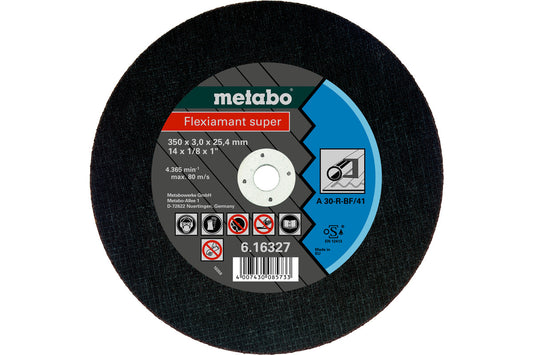 Disco de corte Metabo "Flexiamant Super" acero. Ø 350 x 3.0 x 25.4 mm, Ref. 616339000