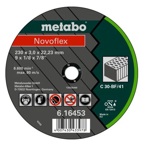 Disco de corte Metabo Novoflex piedra Ø 180 x 22.2 mm, Ref. 616458000 (embalaje minimo de fabrica 25 unidades)