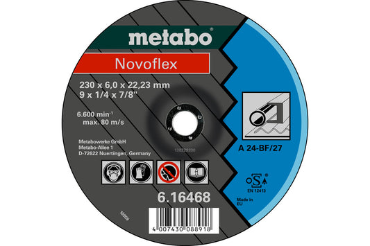 Disco de desbaste Metabo, Novoflex acero Ø 230 x 6.0 x 22.2 mm, Ref. 616468000 (embalaje minimo de fabrica 10 unidades)