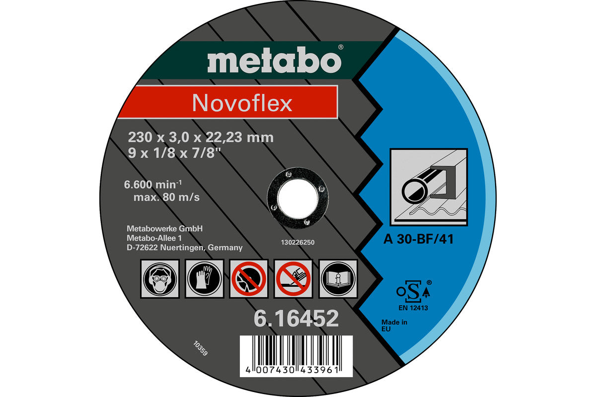 Disco de corte Metabo Novoflex acero Ø 230 x 3.0 x 22.2 mm, Ref. 616477000 (Embalaje minimo de fabrica 25 unidades)