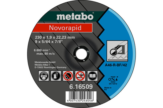 Disco de corte delgado Metabo "Novorapid" Acero Ø 180 x 1,5 x 22,2 mm, Ref. 616508000