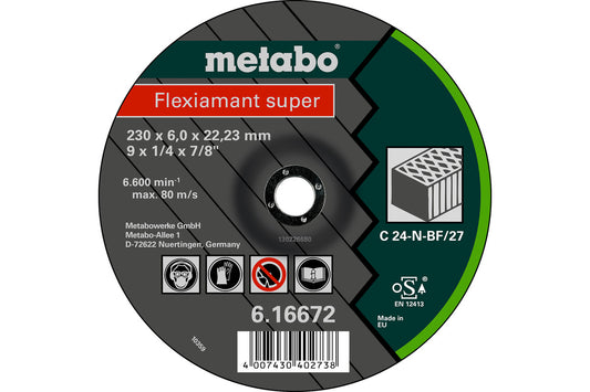 Disco desbaste Metabo "Flexiamant Super" piedra Ø 125 x 6.0 x 22.2 mm, Ref. 616731000 (embalaje minimo de fabrica 25 unidades)