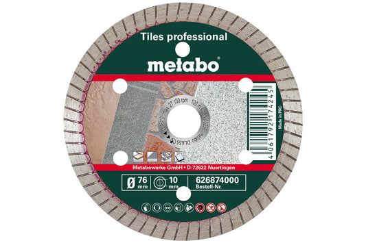 Disco de corte de diamante Metabo 76 x 10.0mm, "TP", azulejos "professional", Ref. 626874000