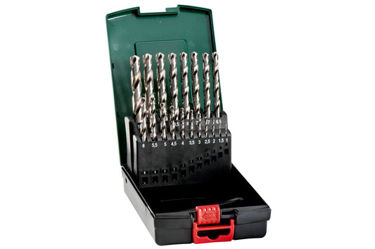 Juego de 19 brocas Metabo HSS-G, rectificada, en estuche plastico, Ref. 627097000