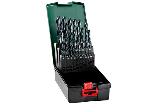 Juego de 25 brocas Metabo HSS-R en estuche plastico, Ref. 627159000
