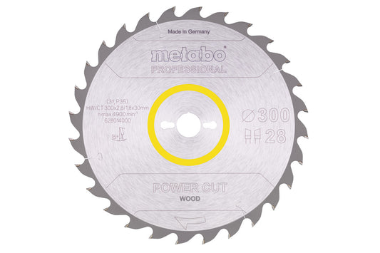 Hoja de sierra circular Metabo "power cut wood" professional 300 x 2.8 x 30 de 28 dientes, Ref. 628014000
