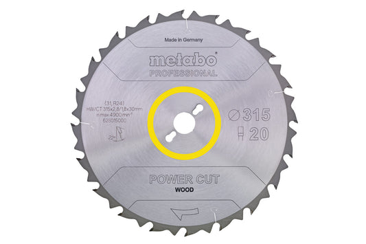 Hoja de sierra circular Metabo "power cut wood" professional 400 x 3.5 x 30 de 60 dientes, Ref. 628019000