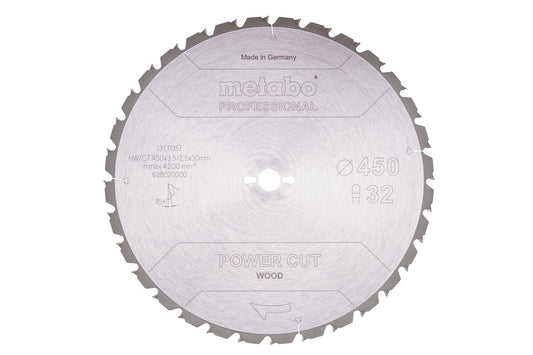 Hoja de sierra circular Metabo de metal duro al wolframio 450 x 3.8 x 30 de 66 dientes, Ref. 6280201000