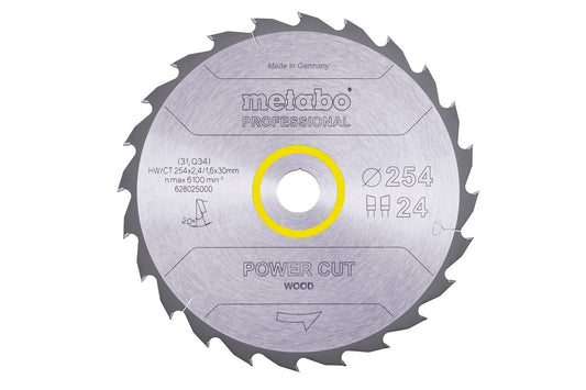 Hoja de sierra circular Metabo "power cut wood" professional 254 x 2.4 x 30 de 24 dientes, Ref. 628025000