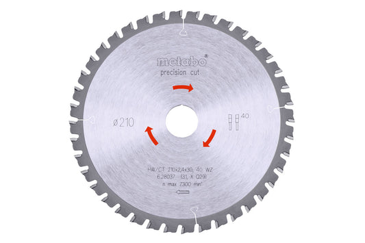 Hoja de sierra circular Metabo 210 x 2.4 x 30 de 40 dientes, Ref. 628037000