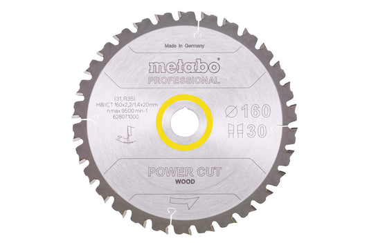 Hoja de sierra circular Metabo 160 x 2,2 x 20 mm, 30 dientes, Ref. 628071000