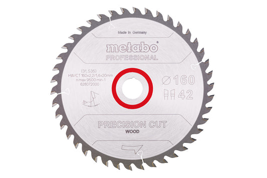 Hoja de sierra circular Metabo "multi cut" 160 x 2,2 x 20 mm, 42 dientes, Ref. 628072000