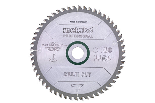 Hoja de sierra circular Metabo 160 x 2,2 x 20 mm, 54 dientes, Ref. 628073000