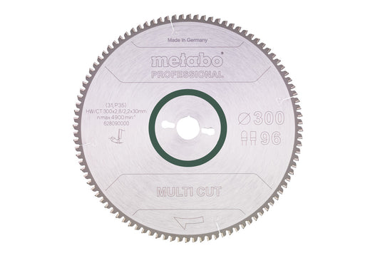Hoja de sierra circular Metabo "multi cut - professional", 300 x 2.8 x 30 mm, 96 dientes, Ref. 628090000