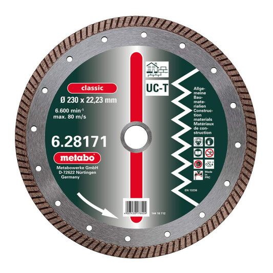 Disco de corte de diamante Metabo "Universal Classic Turbo" (UC-T) Ø 230 mm, Ref. 628171000
