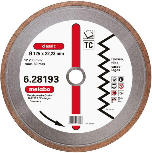 Disco de diamante Metabo (TC) Ø 125 x 22,2 mm, Ref. 628193000