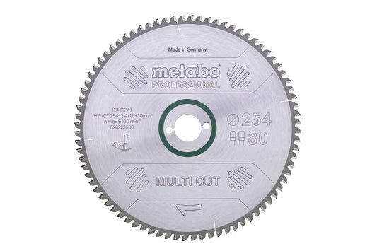 Hoja de sierra circular Metabo "multi cut" professional 254 x 2,4 x 30 mm, 80 dientes, Ref. 628223000