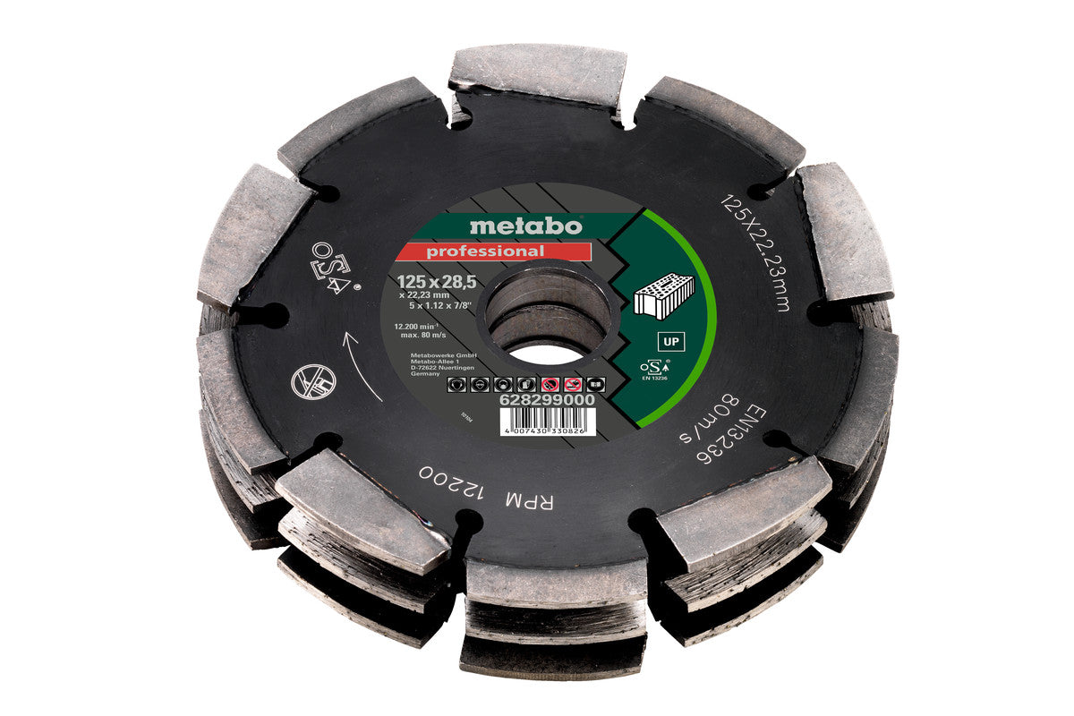 Disco de fresado de diamante (3 discos) Metabo, 125 x 28,5 x 22,23mm, "professional", "UP", Universal, Ref. 628299000