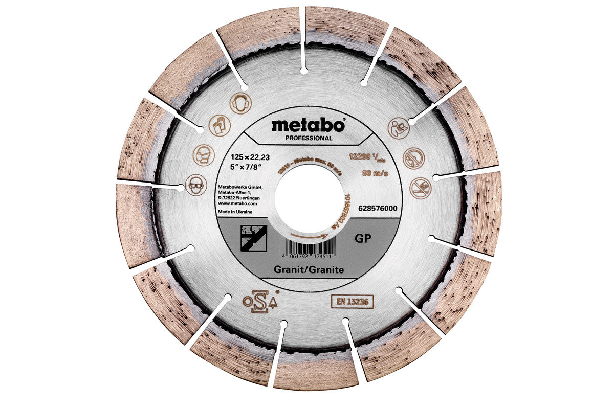 Disco de corte de diamante Metabo 125 x 22.2 mm, "GP", Granit "professional", Ref. 628576000