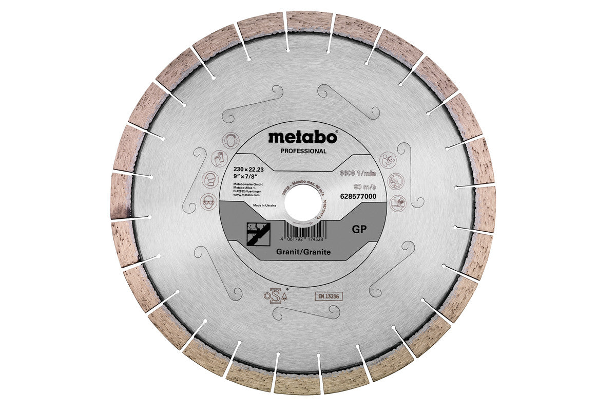 Disco de corte de diamante Metabo 230 x 22,2 mm, "GP", Granit "professional", Ref. 628577000