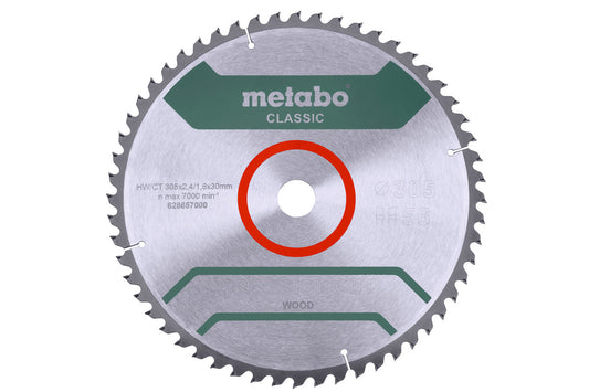 Hoja de sierra Metabo "precision cut wood" classic, 305 x 2.4 x 30 mm, 56 dientes, Ref. 628657000