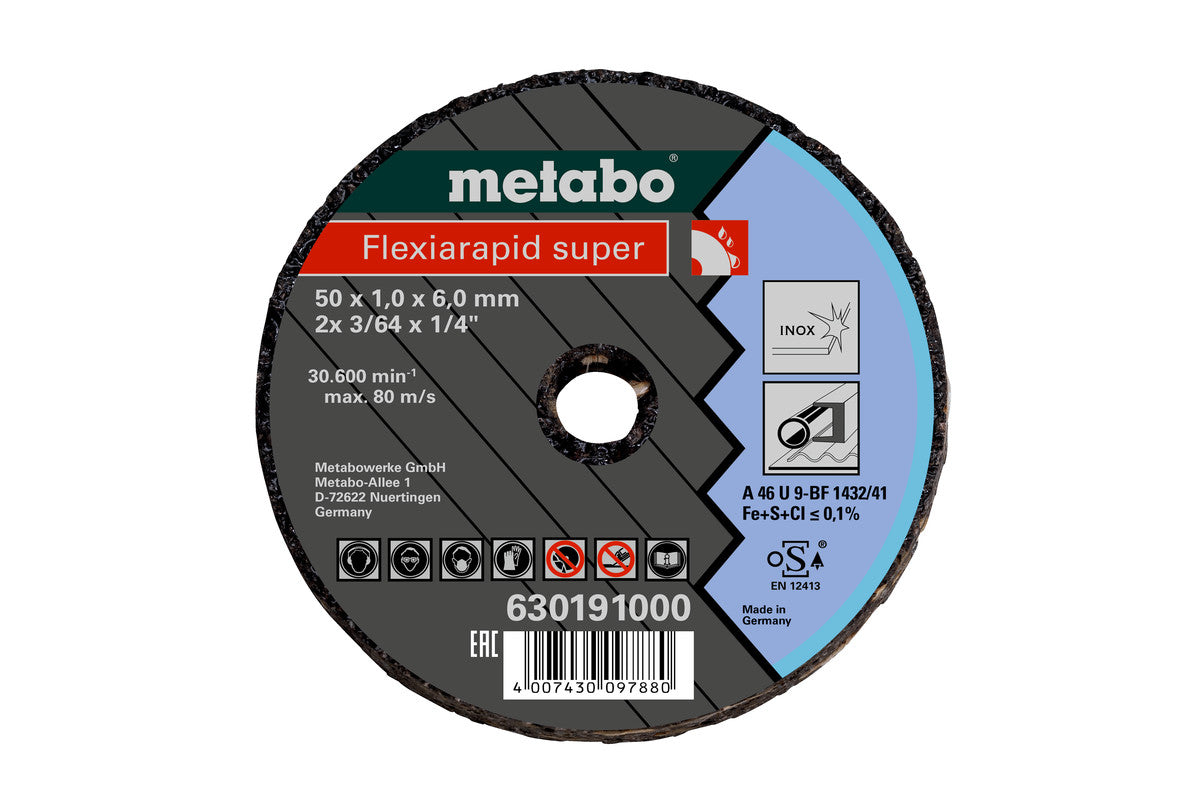 Disco de corte Metabo Flexiarapid Super 50 x 2.0 x 6.0 Inox, Ref. 630192000