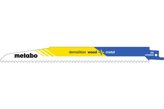 Juego de 5 hojas de sierra sable Metabo de 225 x 1.6mm, Ref. 631926000
