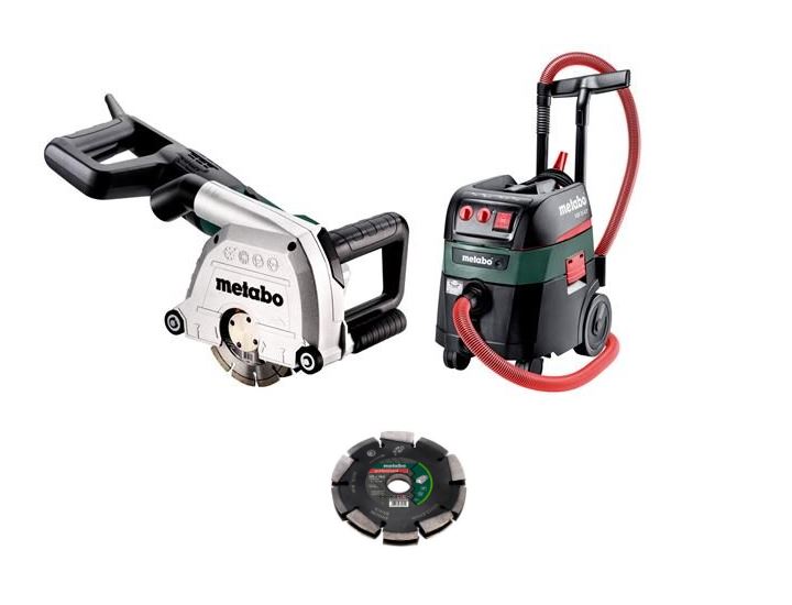 Sistema de Rozadora de muros Metabo MFE 40, 220 - 230 V, 50/60Hz + aspiradora ASR 35 L ACP + sistema 3 discos diamante, Ref. 691058000