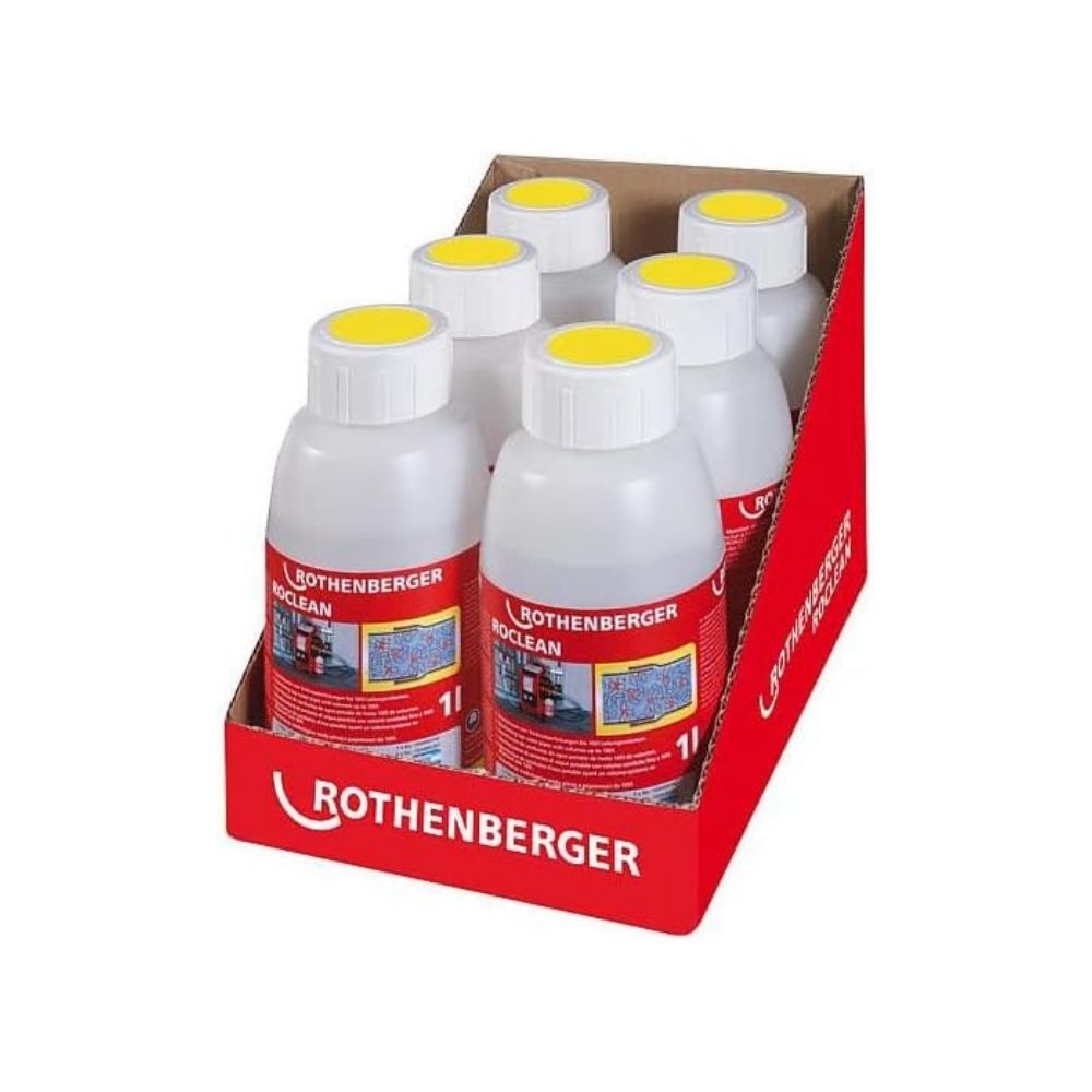 Paquete de 6 botellas (1 L c/u) liquido ROTHENBERGER p/ desinfeccion de sistemas de agua potable