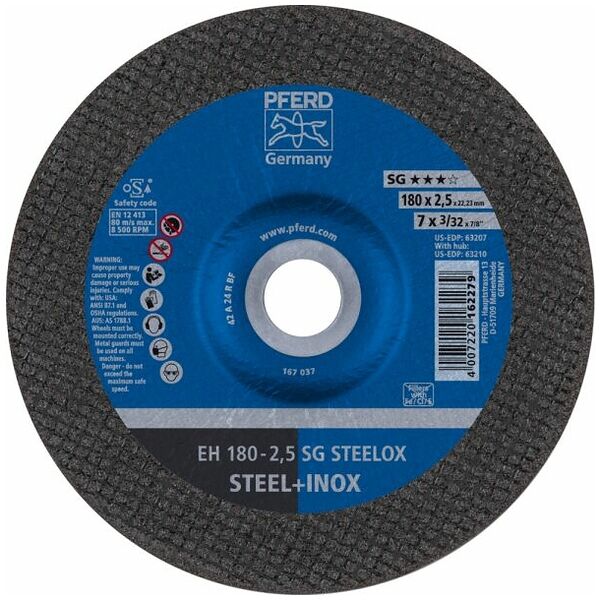 Disco de corte PFERD linea SG ELASTIC Alto rendimiento. EH 178-2,5 A 24 R SG-INOX/22,23