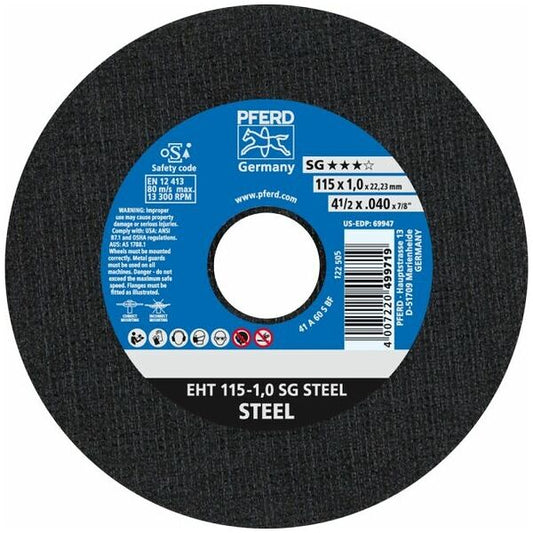 Disco de corte PFERD linea SG ELASTIC Alto rendimiento. EHT 115-1,0 A 60 S SG/22,23